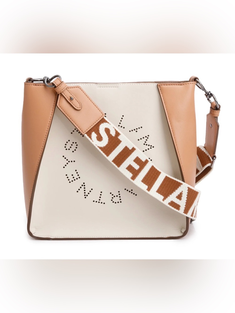 Stella McCartney Perforated Logo Vegan Crossbody/shoulder two tone bag